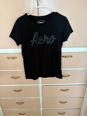 Aeropostale Black Short Sleeve Logo Tee